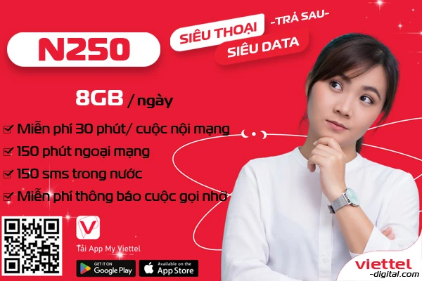 GÓI N250 VIETTEL - 8GB / NGÀY